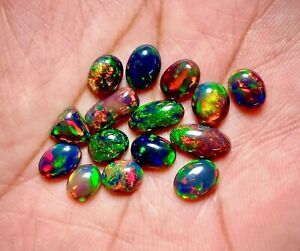 Black Opal Cabochon Lot Top Quality Natural Ethiopian Opal Welo Gemstone Lot 