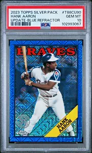 2023 Topps Silver Pack 1988 Chrome Promo Hank Aaron Blue Refractor #/150 PSA 10 - Picture 1 of 2