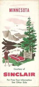 1955 SINCLAIR OIL Road Map MINNESOTA Rochester Winona Minneapolis Mankato Duluth - Picture 1 of 4