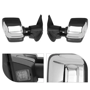 For 2017-2022 Nissan Titan Pair Chrome Power Heated Towing Mirrors w/ Blind Spot - Foto 1 di 13