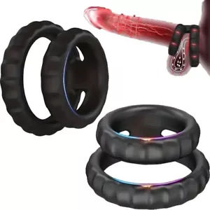 Double Cock Balls Ring Erection Enhancer Penis C-Ring Male Couples Cocksling - Picture 1 of 8
