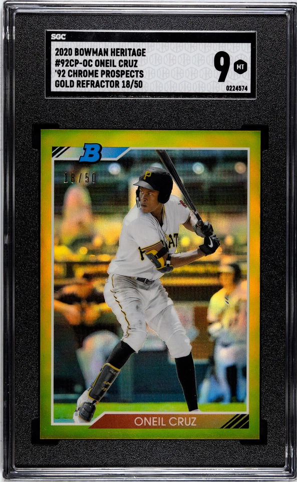 2020 Bowman Heritage 92CP-OC Oneil Cruz Chrome Prospects Gold /50 Pirates SGC 10 - Image 1 of 1