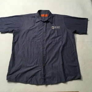 Red Kap Work Shirt Poplin Stripe 2 Pocket Men's Industrial Uniform Gray/blue XL - Picture 1 of 8