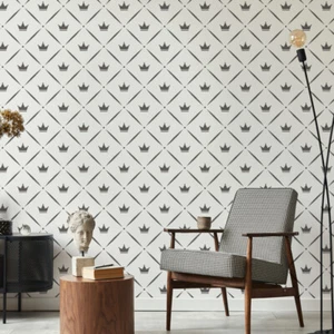 De Lujo Diamante Corona Pared Plantilla, Decoración Hogar Patrón Plantilla - Imagen 1 de 7