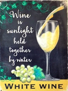 Metal Plate Vintage White Wine White - 40 X 30 CM - Picture 1 of 1