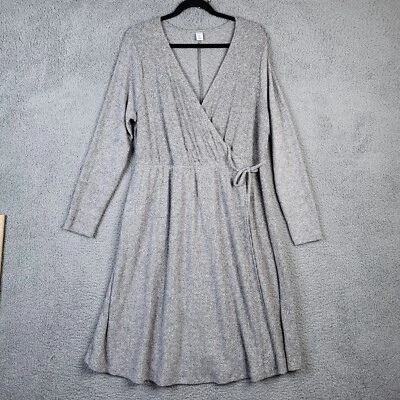 Antiguo Vestido Azul Marino Acanalado Cuello en V Envolvente Manga Larga Talla 1X Nuevo Foto 1 de 4