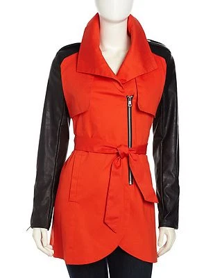 Gabardina/chaqueta French Connection nueva con etiquetas, roja y negra, pequeña, precio de venta sugerido por el fabricante 250 USD Foto 1 de 4