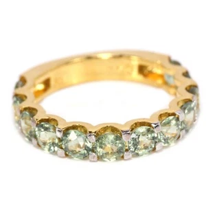 ANELLO ARGENTO 925 PIETRA PREZIOSA TAGLIO TONDO APATITE VERDE NATURALE MISURA 6,5 - Foto 1 di 6