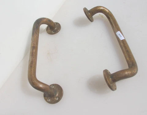 Vintage Brass Door Handles Shop Pulls Antique Old Pub Bonze Art Deco 9" Cover