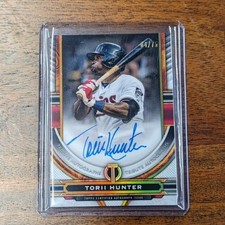 TORII HUNTER ON-CARD AUTO /75 2023 TOPPS TRIBUTE RED TWINS HOF #TA-THU
