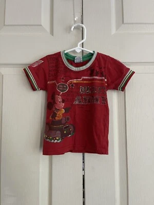 Vintage Kid’s Mickey Army Two Kids T-shirt Red Crew Neck  - Image 1 of 4