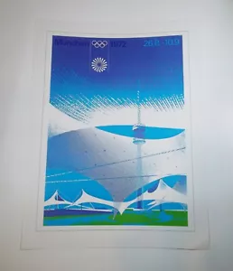 BRANDNEU 1972 München Deutschland OLYMPIADE GEDRUCKTES POSTER GRÖSSE: 16”x12” - Bild 1 von 1