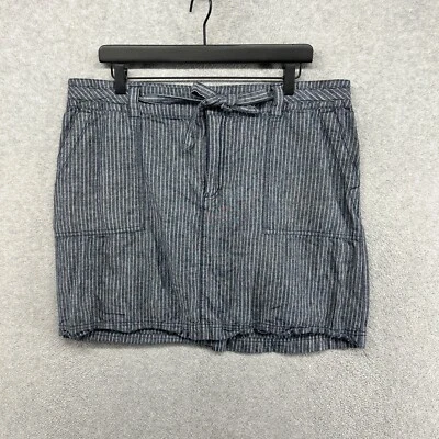Merona Skirt Womens Size 16 Gray Striped A Line Linen Flat Front Tie Waist - Image 1 of 4