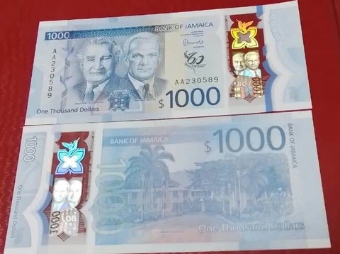 Jamaica NEW  Polymer $1000 banknote - P-W99 Cover