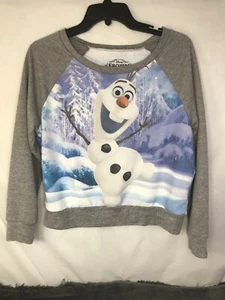 Disney Frozen Olaf girls Lg grey long-sleeved sweatshirt Snowman - Picture 1 of 7