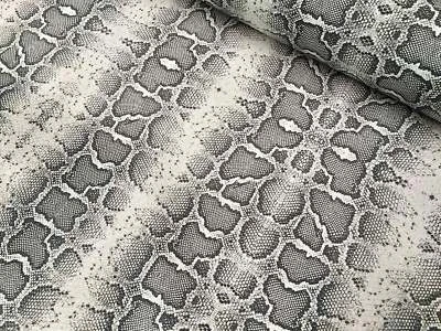GREY SNAKE SKIN Animal Print Fabric Cotton curtain decor dress DIGI 280cm wide - Image 1 of 4