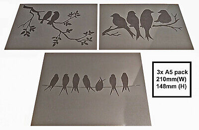 Paquete De Plantillas Shabby Chic A5 (210x148mm) Pájaros En árboles Selección Lámina De Plástico • 5.28€
