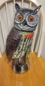 Solar Fake 17" Owl Decoy Scares Birds, Solar Motion Activated Animated Sound NEW - Picture 1 of 10