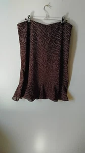 Villager A Liz Claiborne Co Falda Volantes Parte Inferior Marrón Blanco Lunares Talla 12 - Imagen 1 de 5