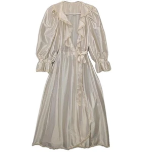 TOSCA LINGERIE Robe Cover Ivory Cream Peignoir Size Small Ruffle Lace Chiffon - Picture 1 of 22