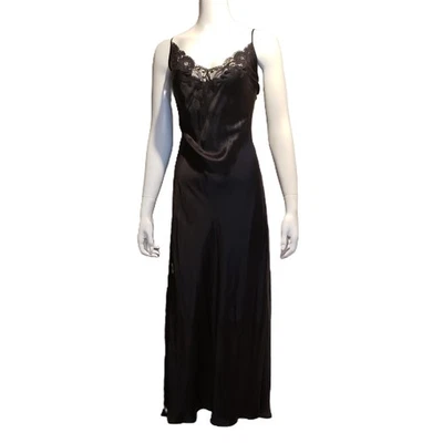 Maxi Vestido Largo Victoria’s Secret 100% Seda Grande Negro Encaje Espalda Abierta Foto 1 de 4