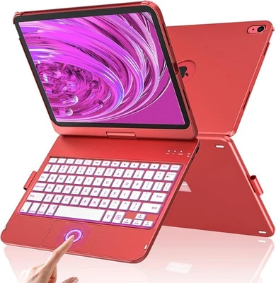 🔥 Funda Teclado Giratorio 360° ROJO iPad A16 2025 y 2022-Retroiluminada/Trackpad-NUEVA Foto 1 de 4