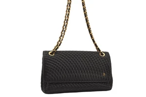 Authentique sac à main bandoulière chaîne cuir matelassé BALLY noir 8871M - Photo 1/10