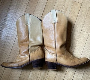FRYE Leder Stiefel Cowboy Western Made In USA Gelb Pull Up Stickerei Herren 9 D - Bild 1 von 16