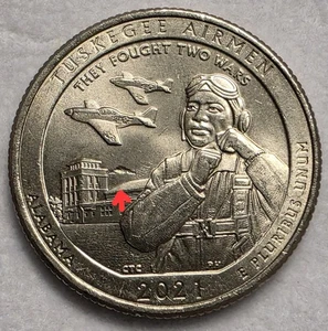 2021 P BURNING BUILDING QUARTER Tuskegee Airmen Mint Error - Picture 1 of 2