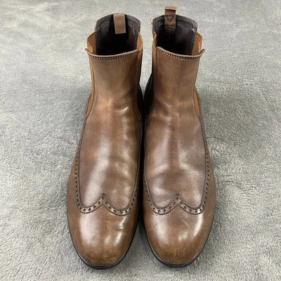 Botas Chelsea Hogan Para Hombre Cuero Marrón Punta de Ala Talla 10.5 Hechas en Italia Foto 1 de 4