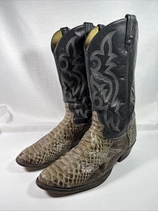 Tony Lama Cowboy Boots Sz 12 D Western Exotic Snakeskin Python USA 8702 - Picture 1 of 24