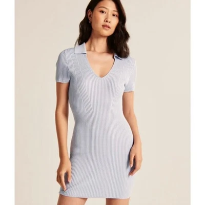 Mini Vestido Polo Tejido Abercrombie and Fitch Bebé Azul Acanalado Cuello Talla S Y2K Preparación Foto 1 de 4
