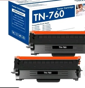 For Brother TN760 Black High Yield Toner Cartridge L2350DW, 2 Pack (M - Picture 1 of 4
