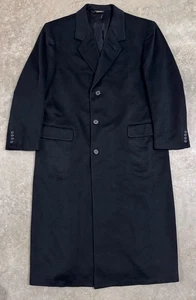 Loro Piana 100% Cashmere Overcoat Mens 46 Black Long Dress Wool Jacket Vintage - Picture 1 of 20