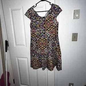 EXHILARATION Junior Sommerkleid Baumwolle gemustert Cut-Outs Größe Large - Bild 1 von 7