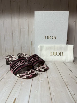 Sandalia Christian Dior Mizza Bordada Algodón Dway Slide Rubí Oscuro Talla 39/9 Foto 1 de 4