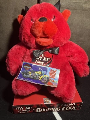 Винтажный плюшевый поющий красный дьявольский медведь Harley Davidson 90-е  - Изображение 1 из 4