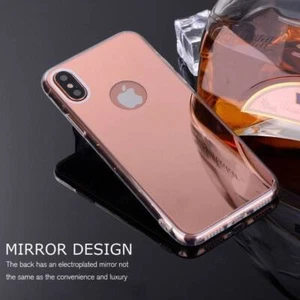 For iPhone 14 13 Pro Max 11 12 8 Plus XR Luxury Slim Silicone Mirror Case Cover - Photo 1 sur 16