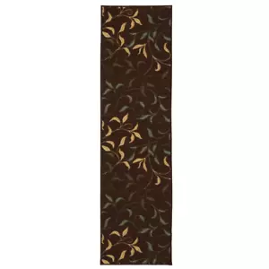 Modern Leaves Design Chocolate 3x10 ft. Runner Rug Hallway Entryway Area Carpet - Picture 1 of 12