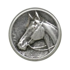 HORSE HEAD EQUESTRIAN METAL SHANK BUTTONS, ANTIQUE SILVER, Sizes 15mm 20mm 23mm - Picture 1 of 2