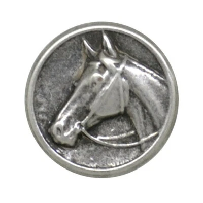 HORSE HEAD EQUESTRIAN METAL SHANK BUTTONS, ANTIQUE SILVER, Sizes 15mm 20mm 23mm - Image 1 of 2