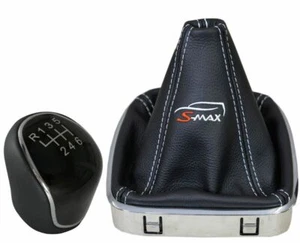 Ford S-Max 2006-2008 Pomello Del Cambio + Cuffia Leva Cambio Ricamo Vera Pelle - Zdjęcie 1 z 3
