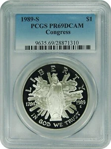 1989-S PCGS PR69DCAM Congress Dollar New PCGS Label - Picture 1 of 1
