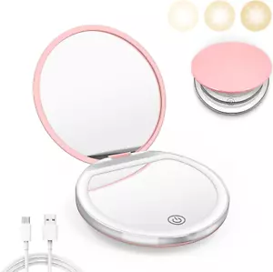 Compact Mirror with Light, 1X/3X Magnification LED Pocket Mirror with USB Data C - Picture 1 of 12