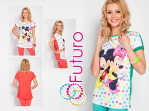 Womens Top Print Boat Neck Short Sleeve UK Stock T-Shirt Sizes 8-12 FN - Picture 1 of 8