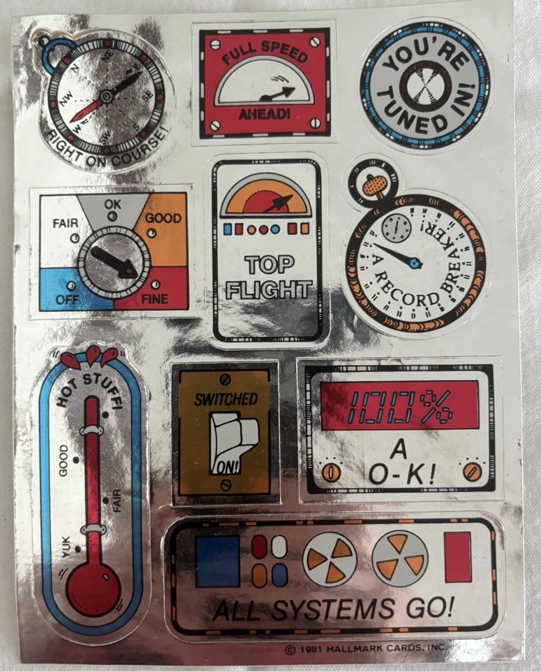 Vintage 1981 Hallmark Cards Silver Foil Encouragement Words Stickers 1 Sheet - Image 1 of 4