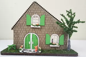 Casa de muñecas miniatura estilo cabaña diorama muebles hechos a mano gatos escala 1:48 - Imagen 1 de 24