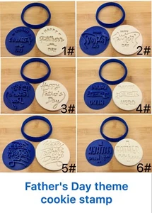 Father's Day theme Cookie Stamp Cutter 7cm Circle Fondant Embosser - Picture 1 of 7