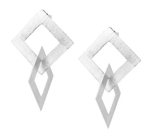 Sheila Fajl Boone Double Square Dangle Earrings in Silver Plated - Picture 1 of 5