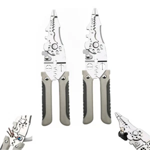 2 PCS Multifunctional Wire Stripper Crimper Cable Cutter Pliers Adjustable Tool - Picture 1 of 9